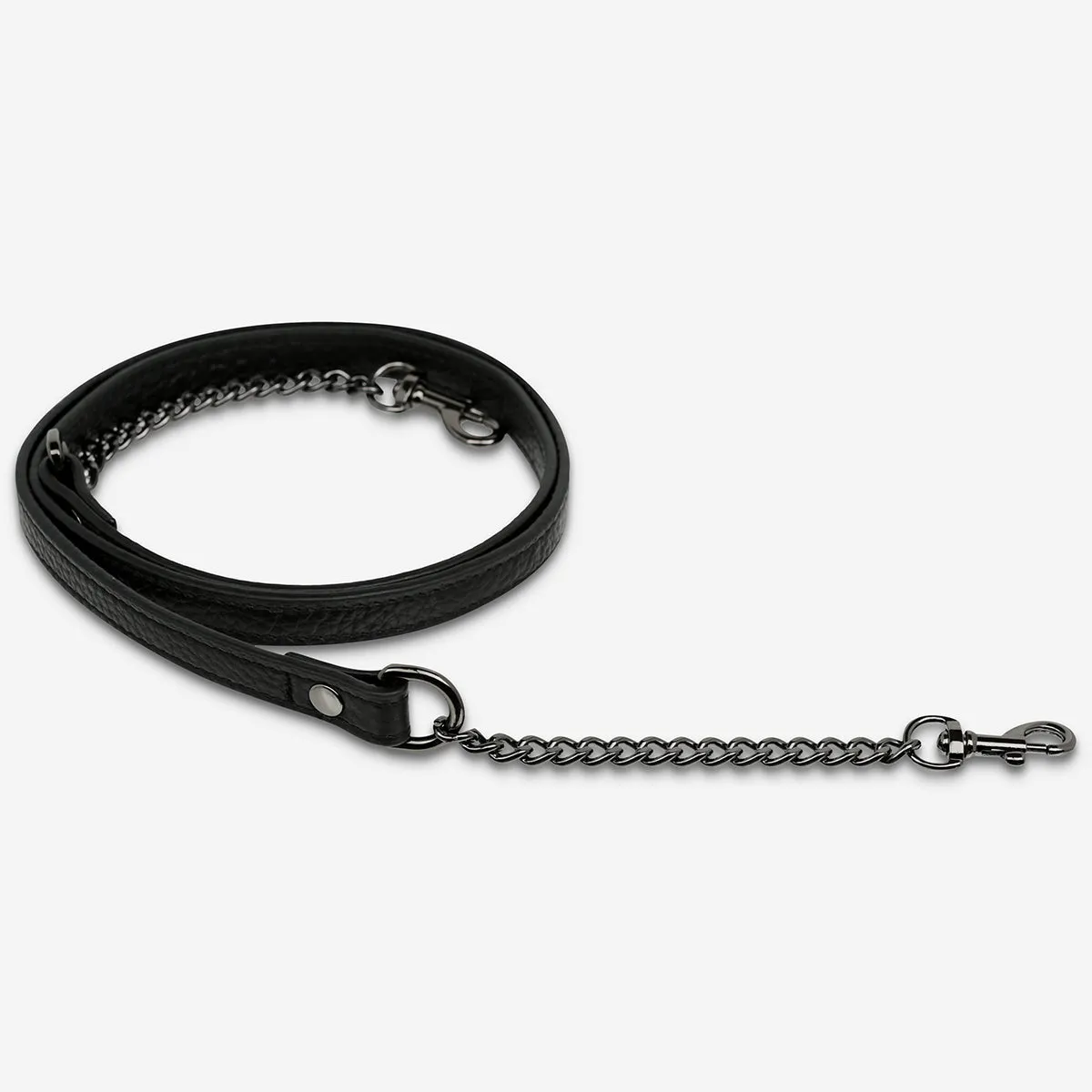 Leather Strap With Chain - Black