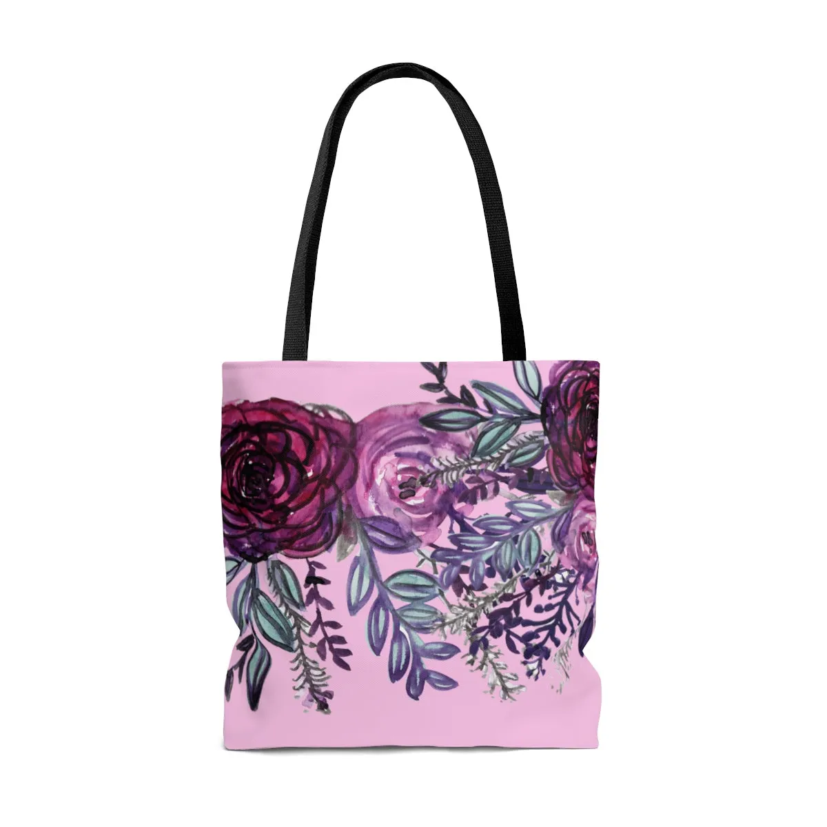 Light Pink Rose Tote Bag, Cute Flower Floral Print Women's Designer Bag - Made in USA