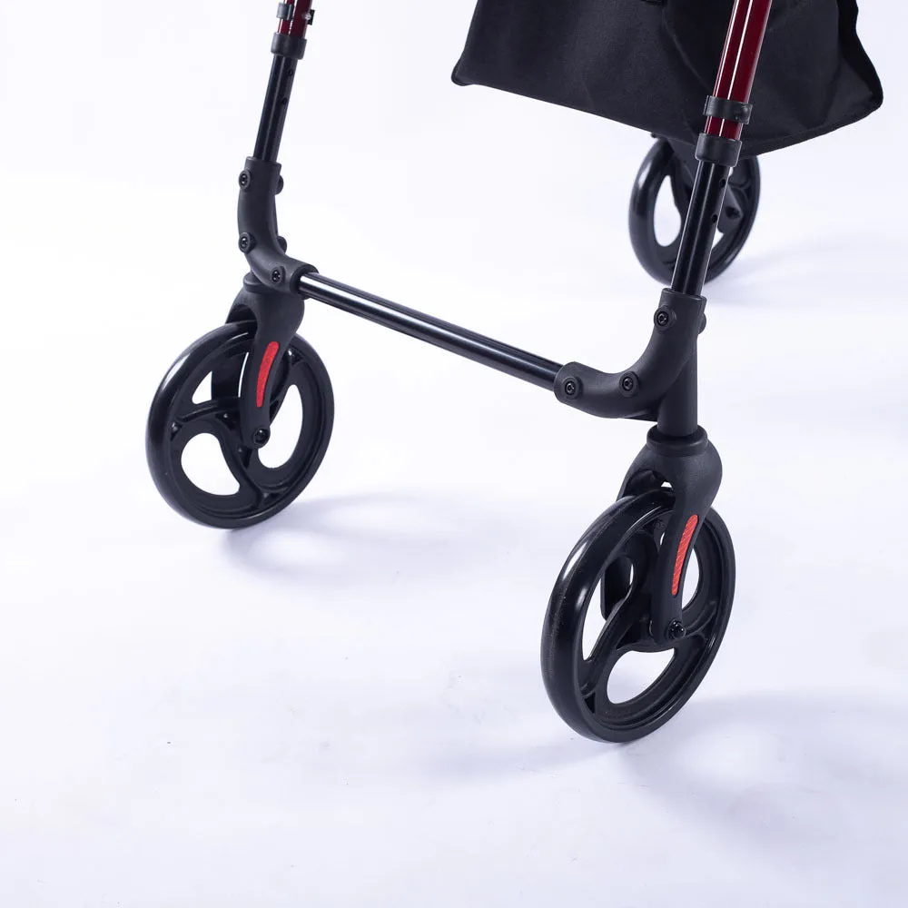 Lightweight Foldable Rollator Walker, Dual Brakes, Red - Equipmed