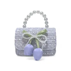 Lily & Bow Tweed Purse -purple