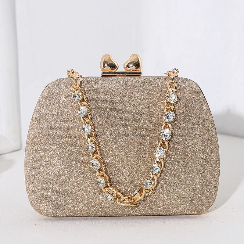 Little Love Water Diamond Chain Handheld Crossbody Small Square Bag