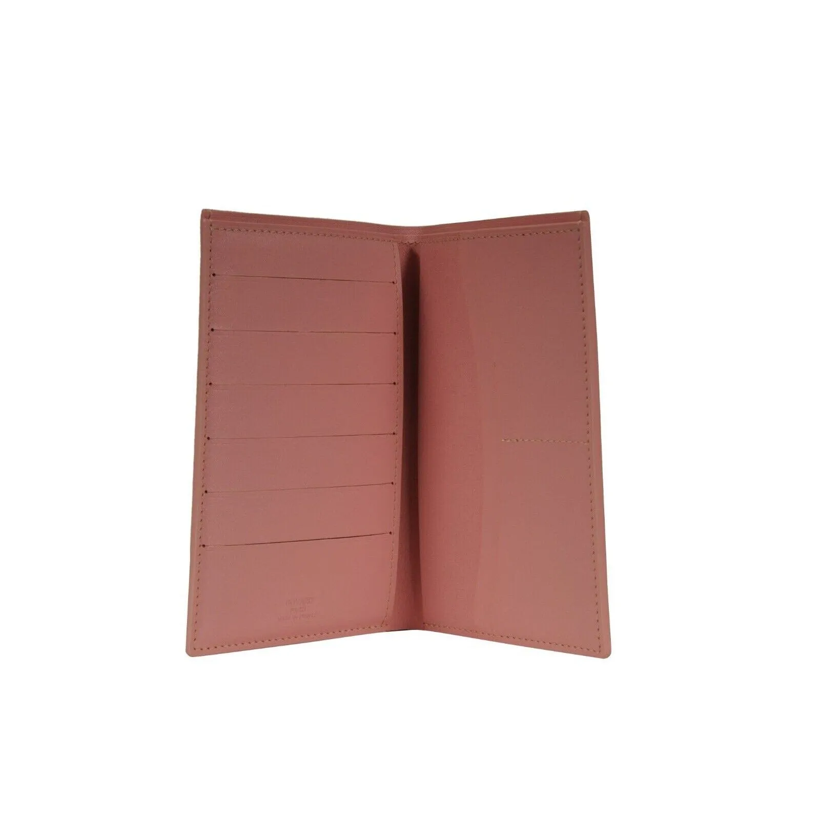 Long Bifold Wallet Card ID Passport Holder Pink Coated Canvas