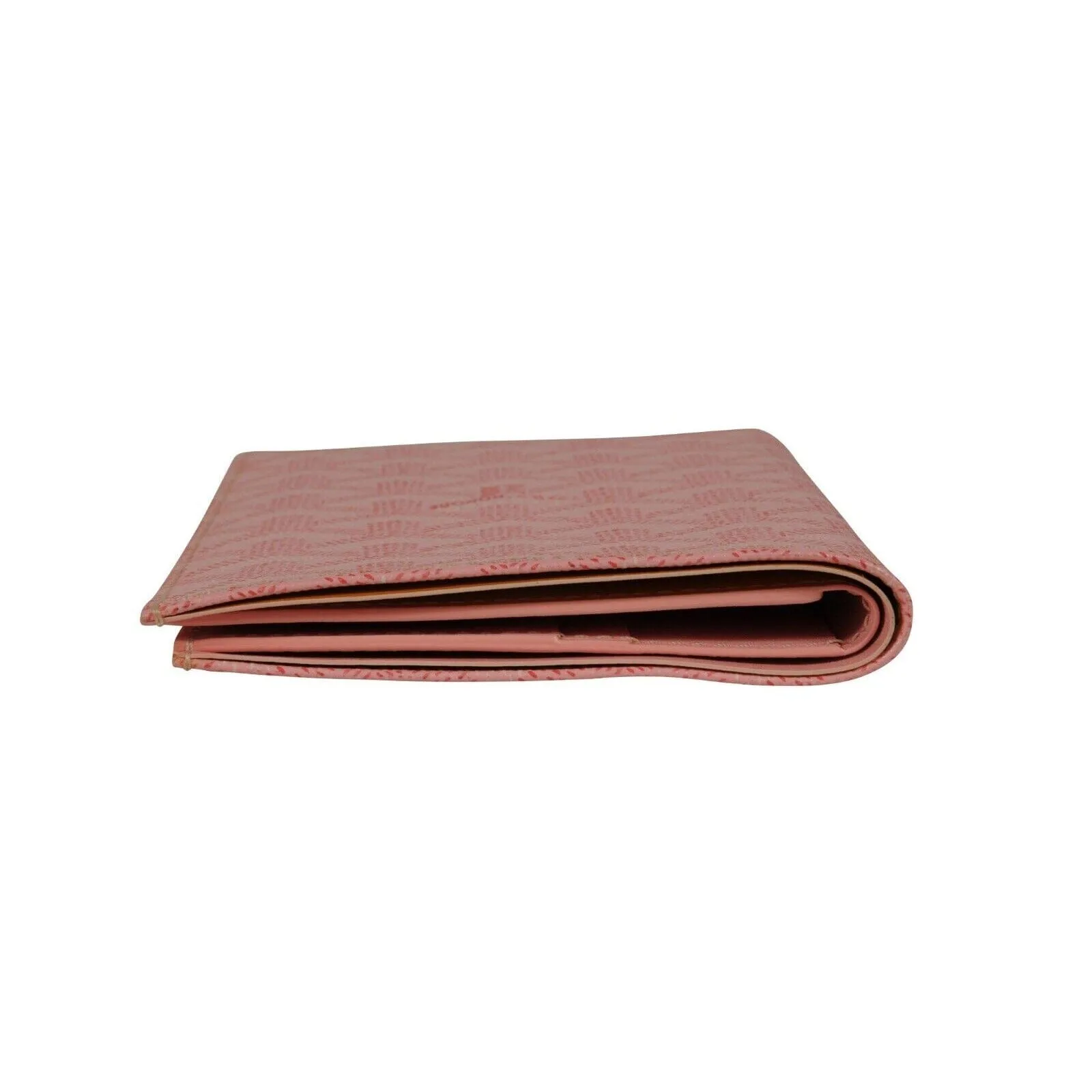 Long Bifold Wallet Card ID Passport Holder Pink Coated Canvas