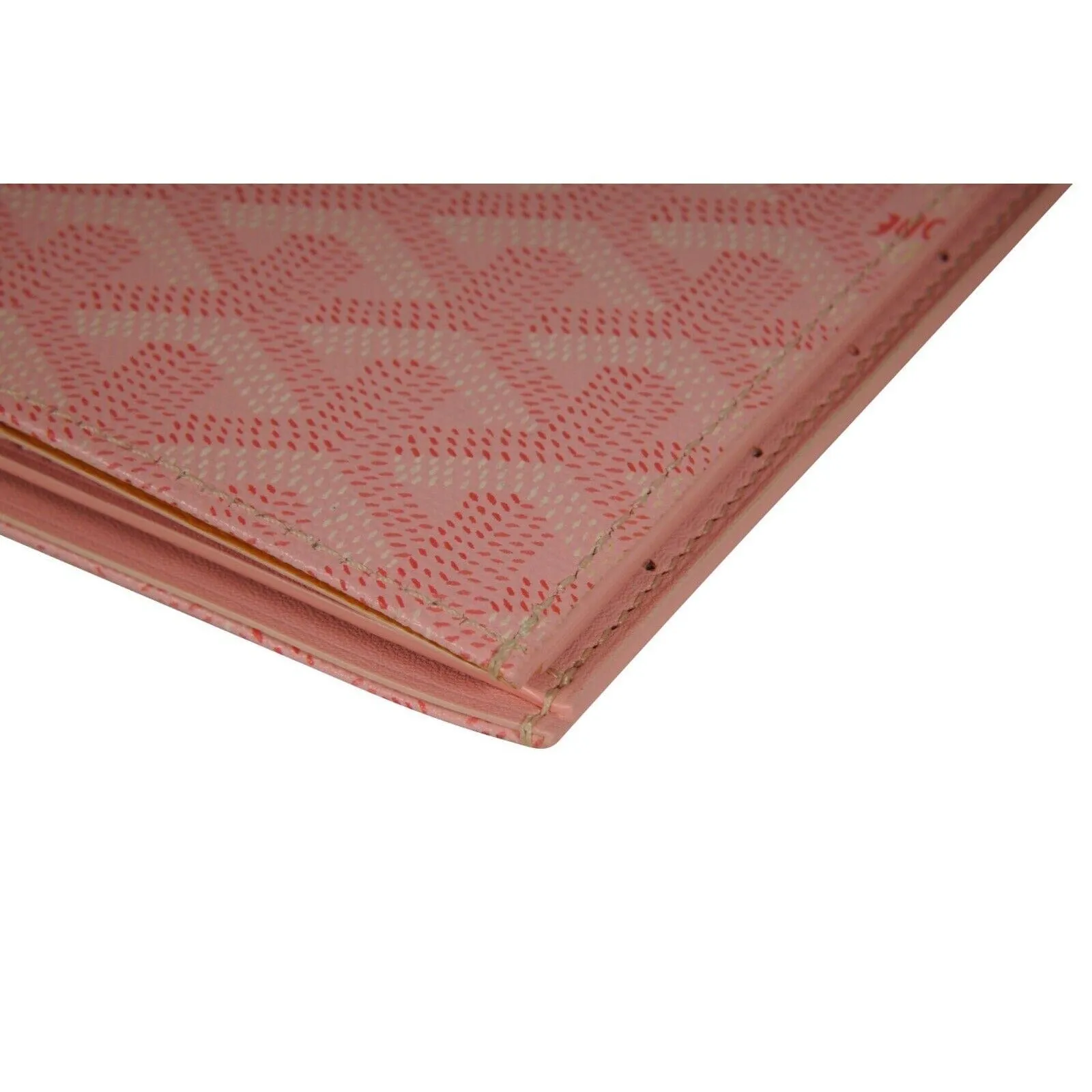 Long Bifold Wallet Card ID Passport Holder Pink Coated Canvas