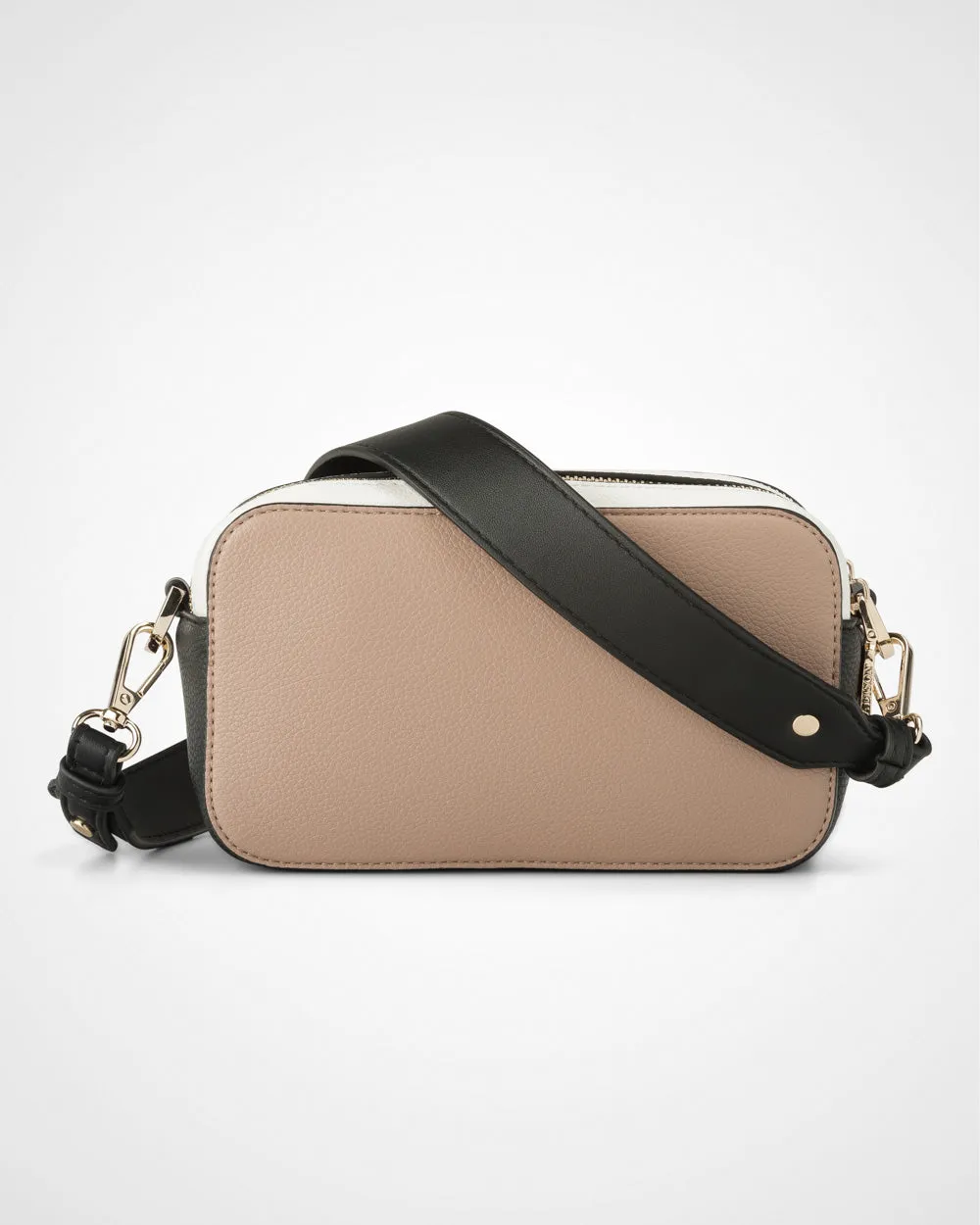 Maddie Double Zip Camera Crossbody Bag   Graphic Bag Strap