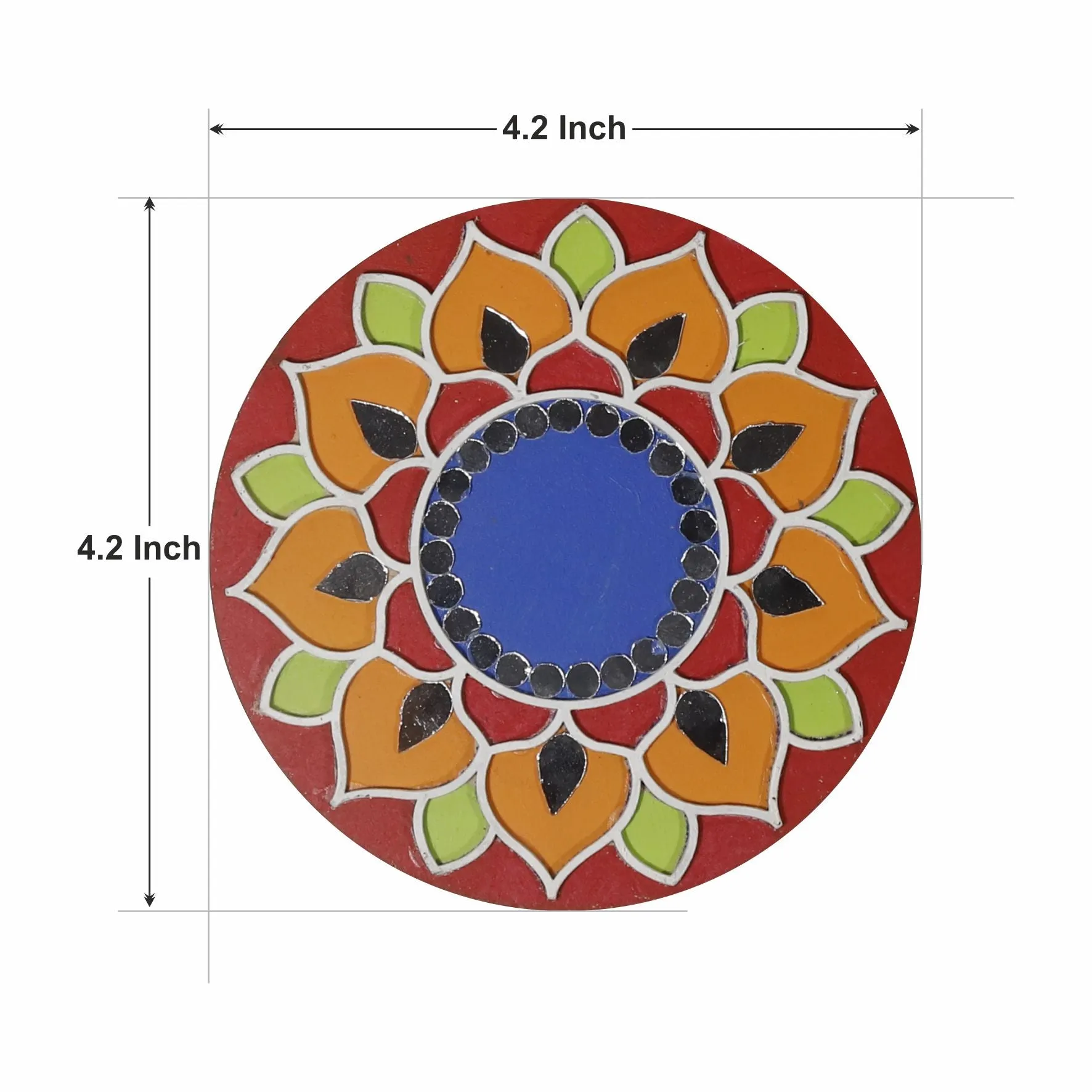 Mandala Hand-Painted Diya Holder ( Pack of 4) - Multi-Color