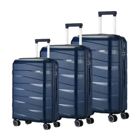 Mazam 3PCS Luggage Suitcase Trolley Set Travel TSA Lock Storage PP Case Navy