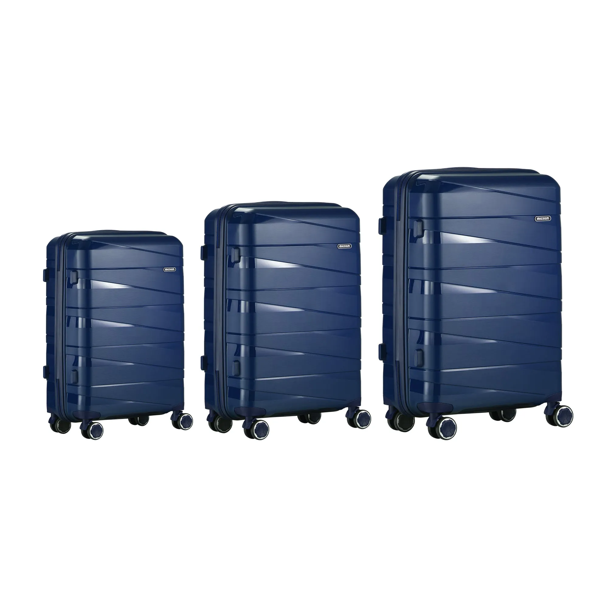 Mazam 3PCS Luggage Suitcase Trolley Set Travel TSA Lock Storage PP Case Navy