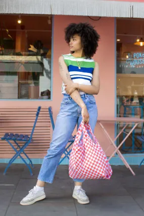 Medium Reusable Bag - Checkerboard Red & Blue