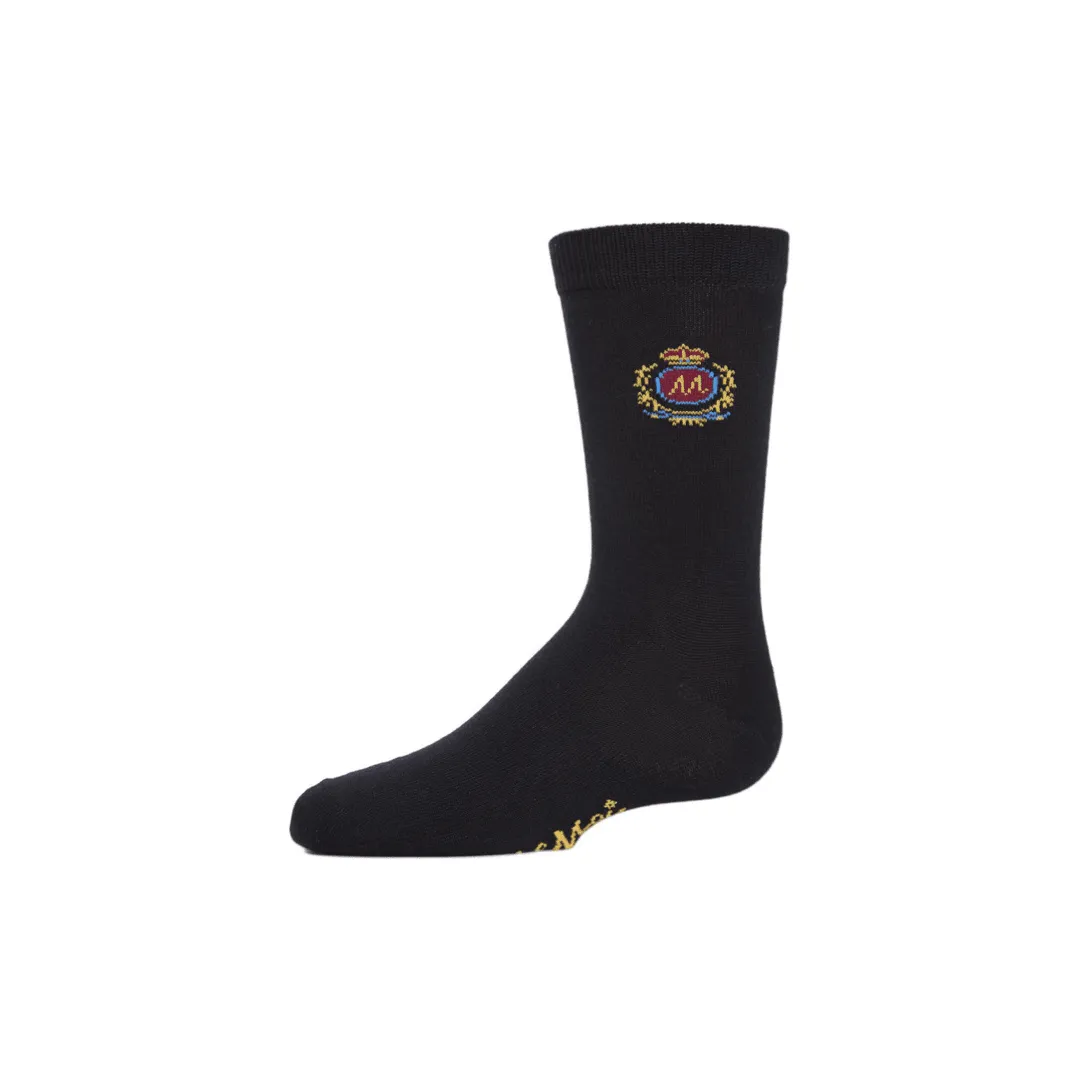 Memoi Sophisti-Crest Boys Cotton Blend Crew Socks