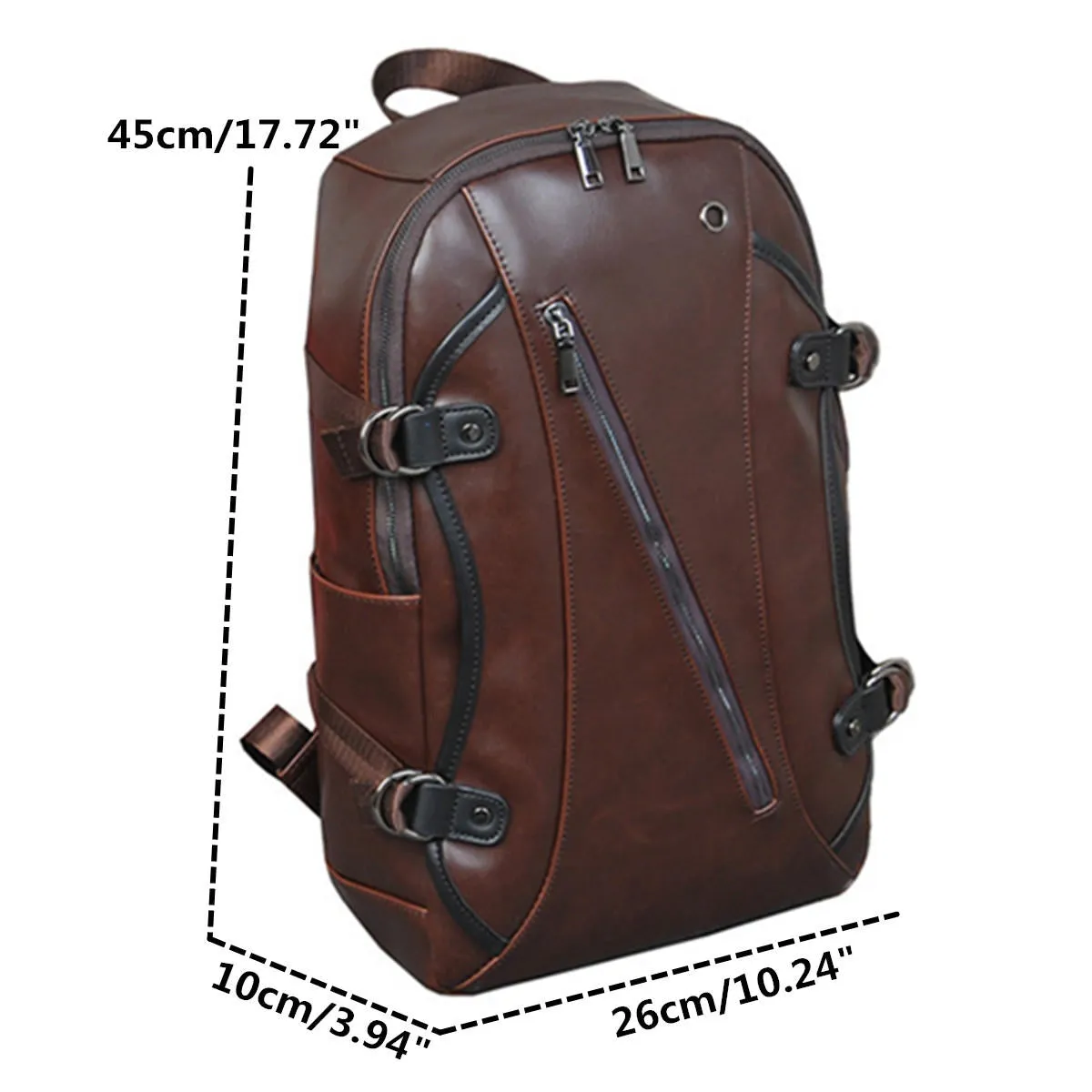 Men Leather Backpack Waterproof Laptop School Bag Travel Satchel Rucksack Large