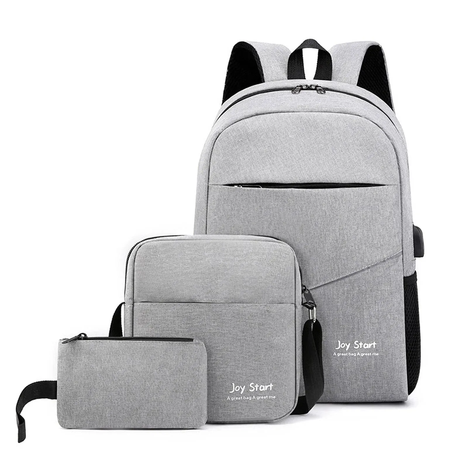 Men Women 3pcs Backpack Set Laptop Backpack Shoulder Bag Small Pocket for Outdoor Camping Travel Work Fits Up to 15.6inches