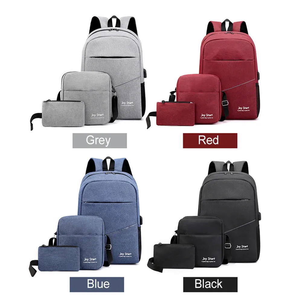 Men Women 3pcs Backpack Set Laptop Backpack Shoulder Bag Small Pocket for Outdoor Camping Travel Work Fits Up to 15.6inches