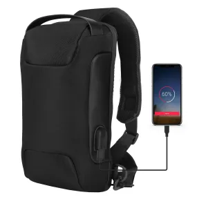 Men\'s Sling Backpack Waterproof Anti-theft Shoulder Crossbody Chest Bag Messenger Sling Bag Daypack w/ USB Charging Port