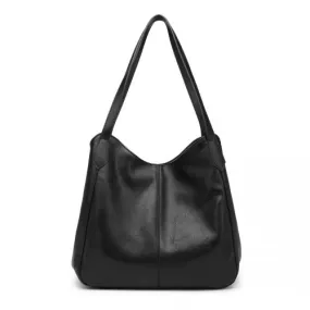 Miss Lulu Soft Leather Multiple Pocket Tote Shoulder Bag - Black | Stylish & Practical Handbag for Everyday Use