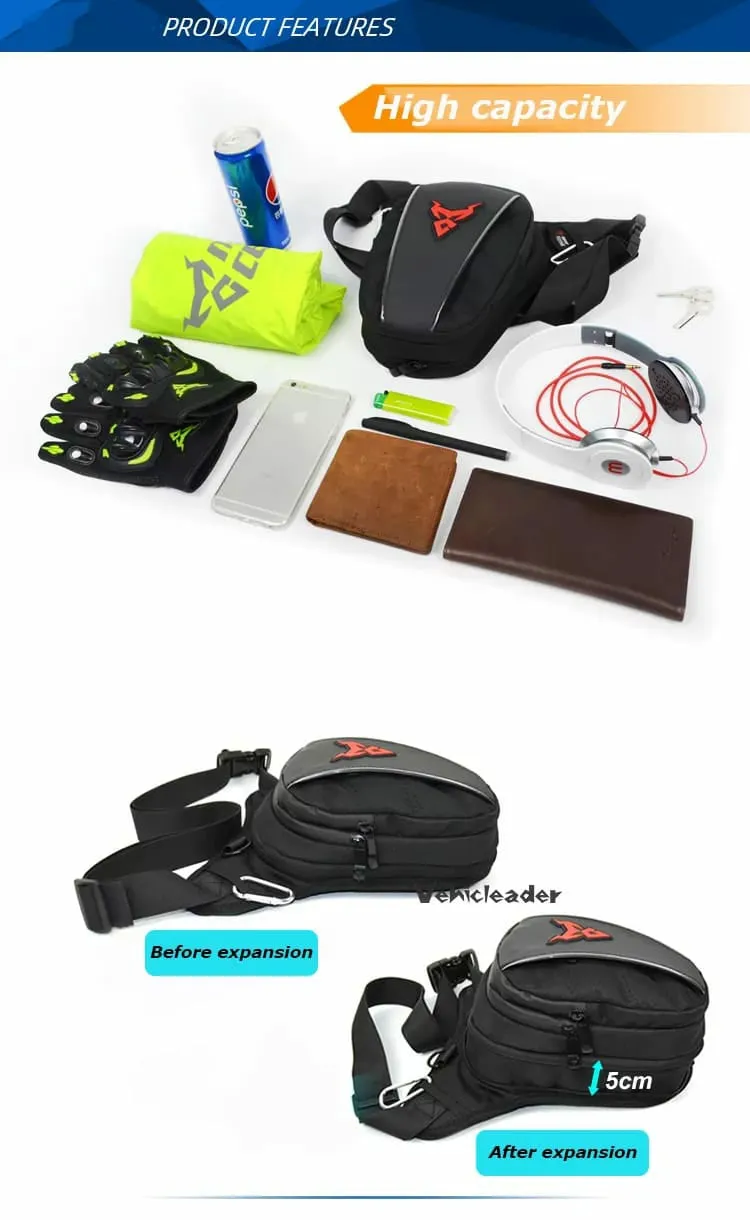 Moto Centric Motorcycle Leg Bag Thigh Waist Pack Hip Pouch