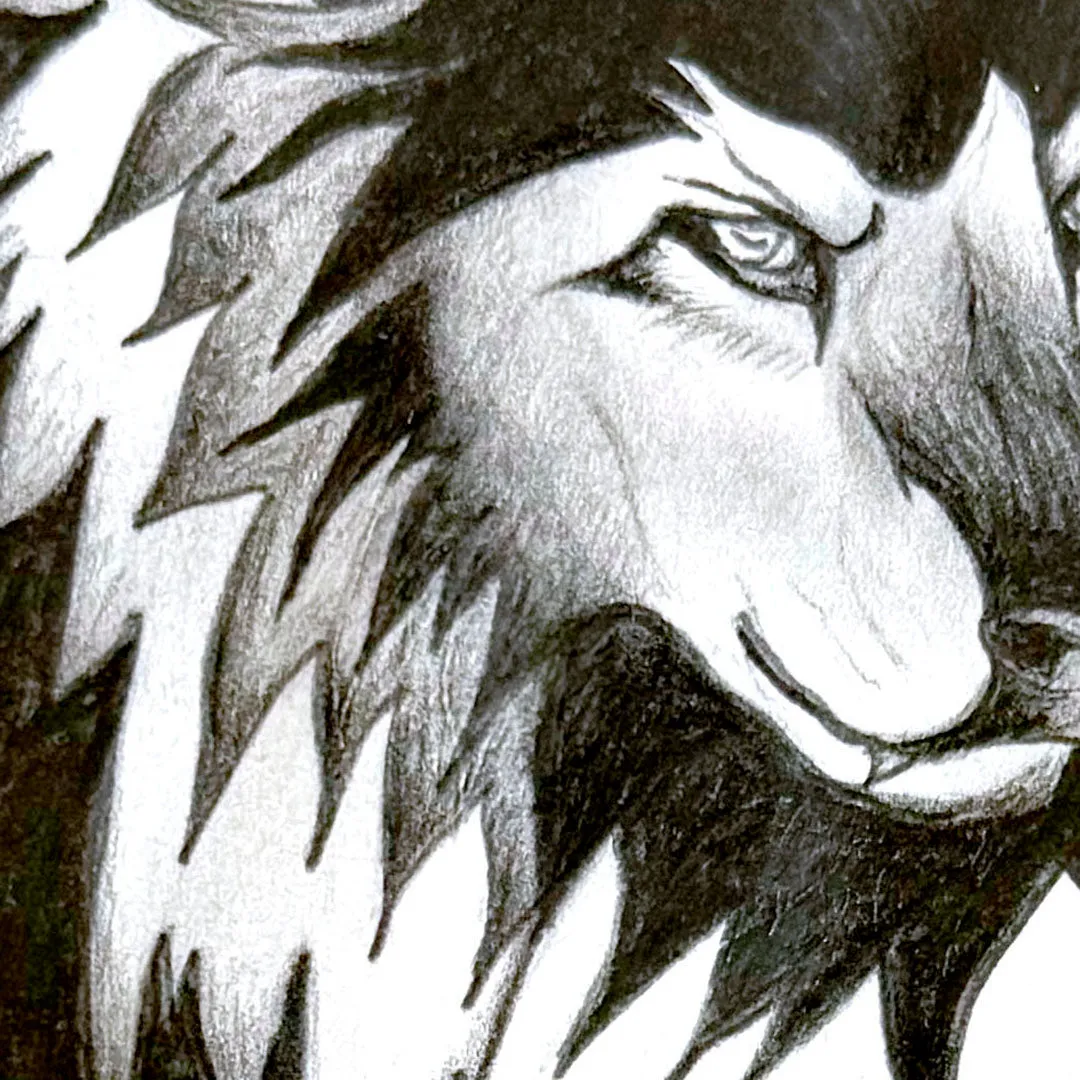 MYTHICAL WOLF - Original Graphite Pencil Art 21 cm x 15cm Fine Art on Paper