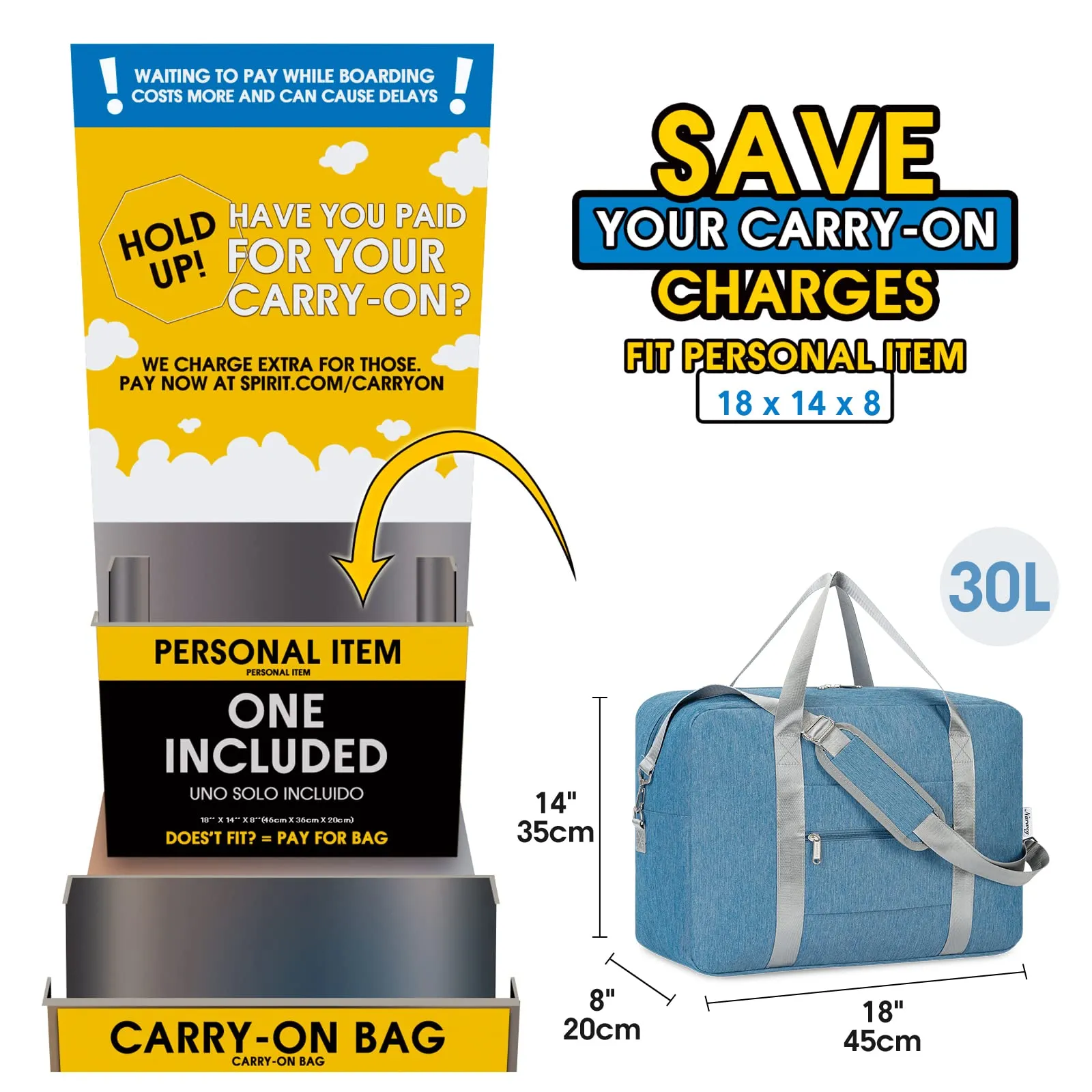 Narwey Airlines Approved Carry on Duffel Bag