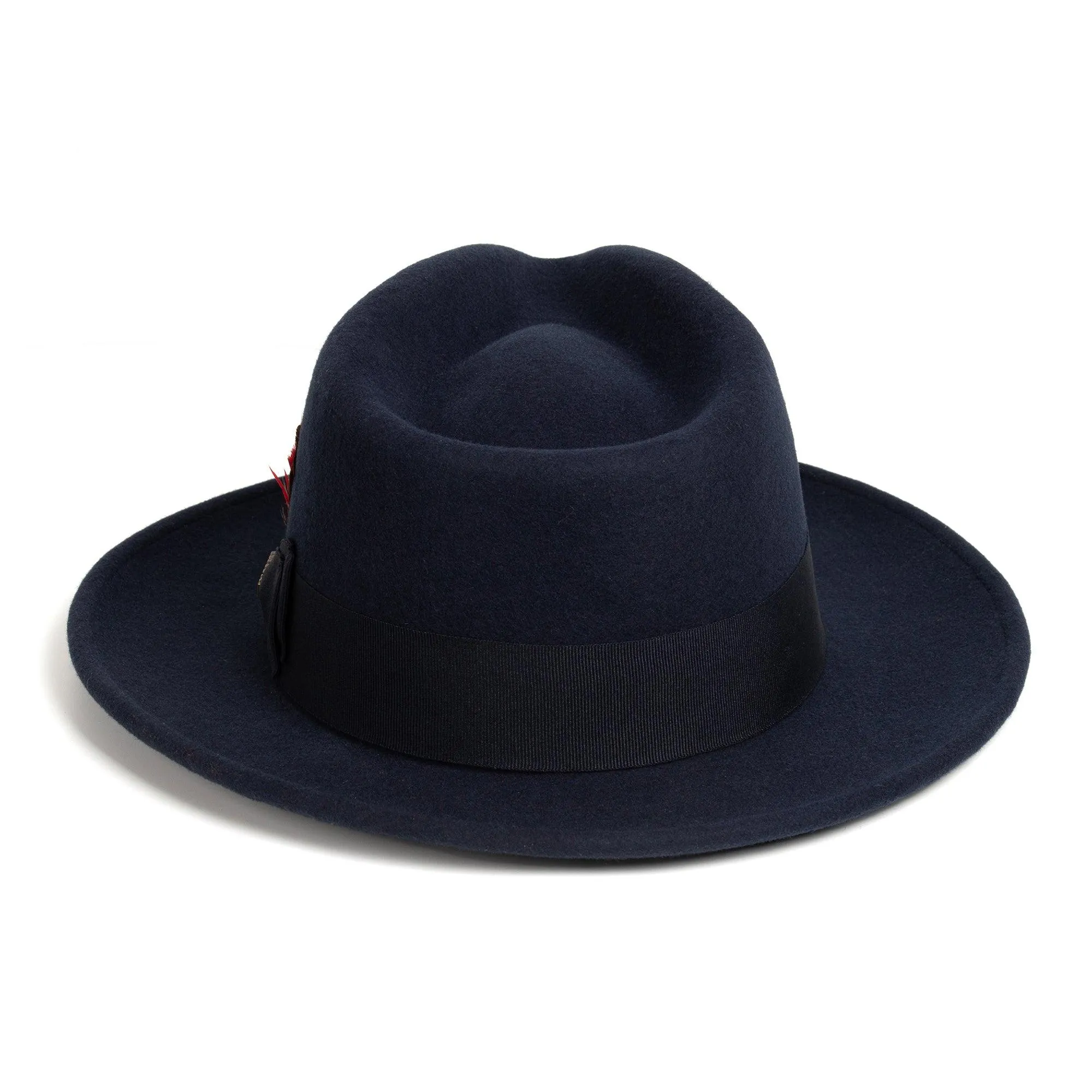 Navy Blue Fedora 100% Australian Wool Crushable Hat