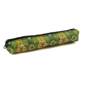 Nishijin-ori Pencil Case - Floral Design of Tempyō Art in Inlaid Style / Green - ,  Made in Kyoto, Japan,  Japanese traditional craft pen case