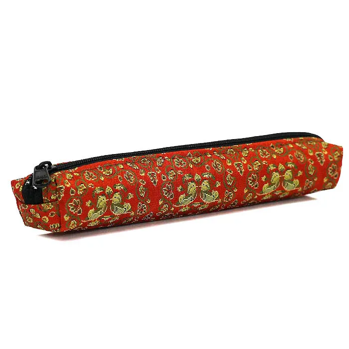 Nishijin-ori Pencil Case - Mandarin Ducks and Arabesques Pattern - ,  Made in Kyoto, Japan,  Japanese traditional craft pen case