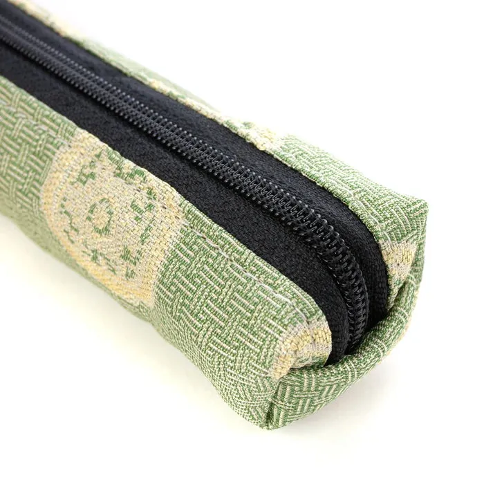 Nishijin-ori Pencil Case - Ring Pattern / Green - ,  Made in Kyoto, Japan,  Japanese traditional craft pen case