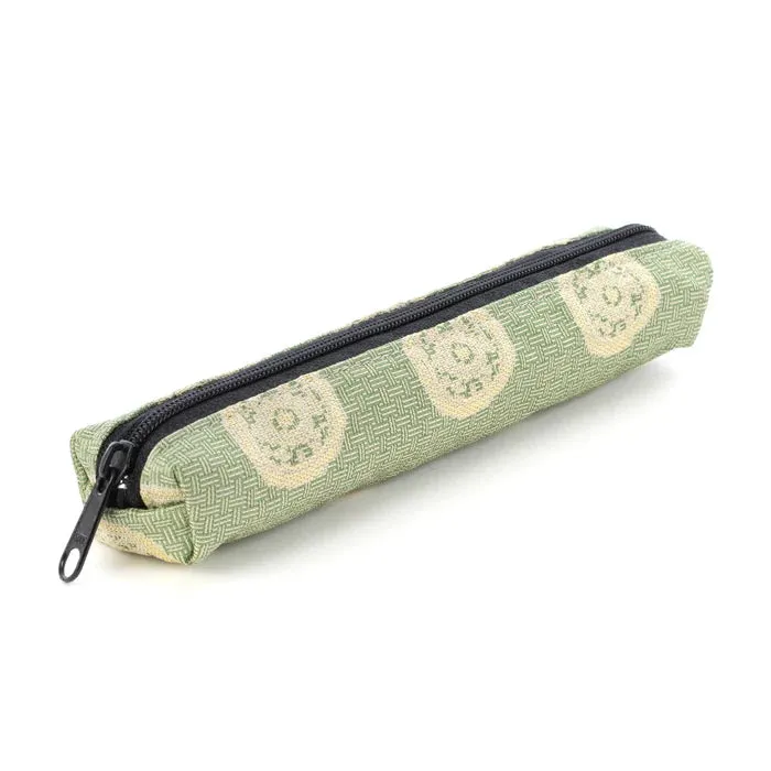 Nishijin-ori Pencil Case - Ring Pattern / Green - ,  Made in Kyoto, Japan,  Japanese traditional craft pen case