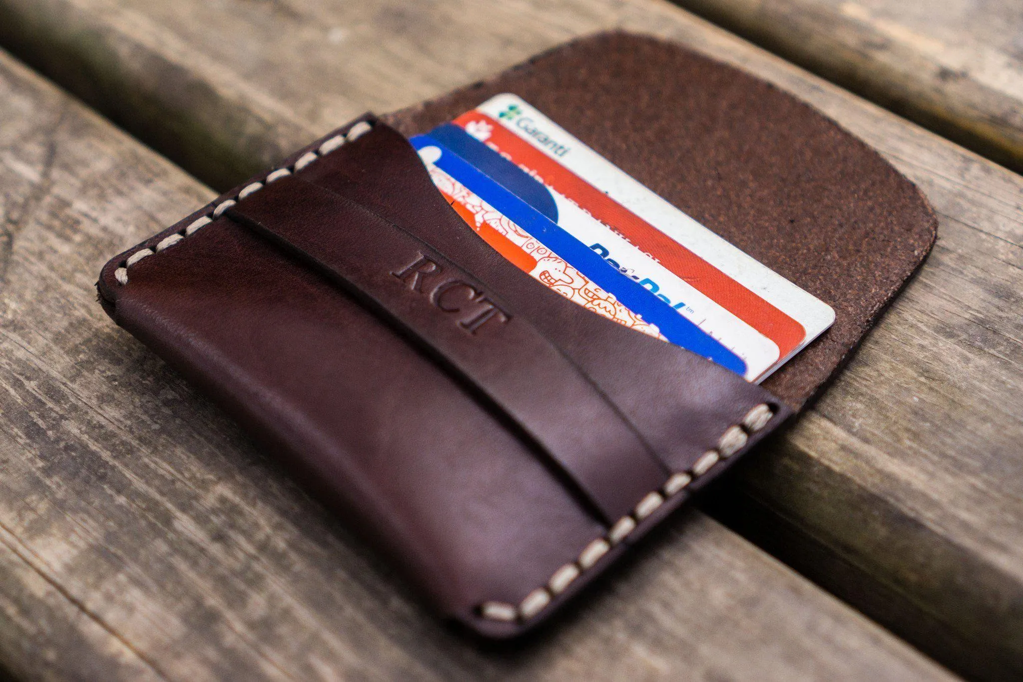 No.36 Personalized Basic Flap Handmade Leather Wallet - Dark Brown