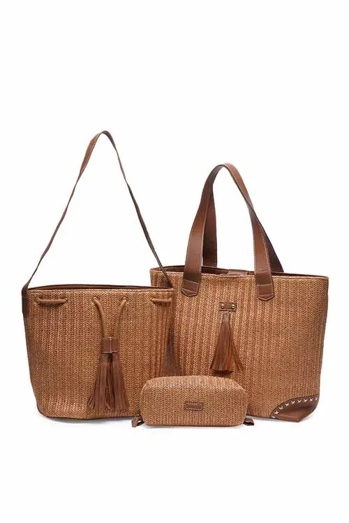 Nutmeg Raffia Bags Combo