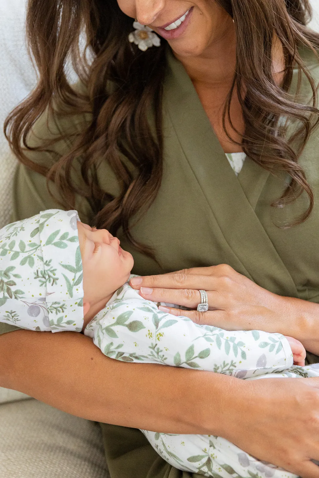 Olive Green Robe & Morgan Baby Receiving Gown Set