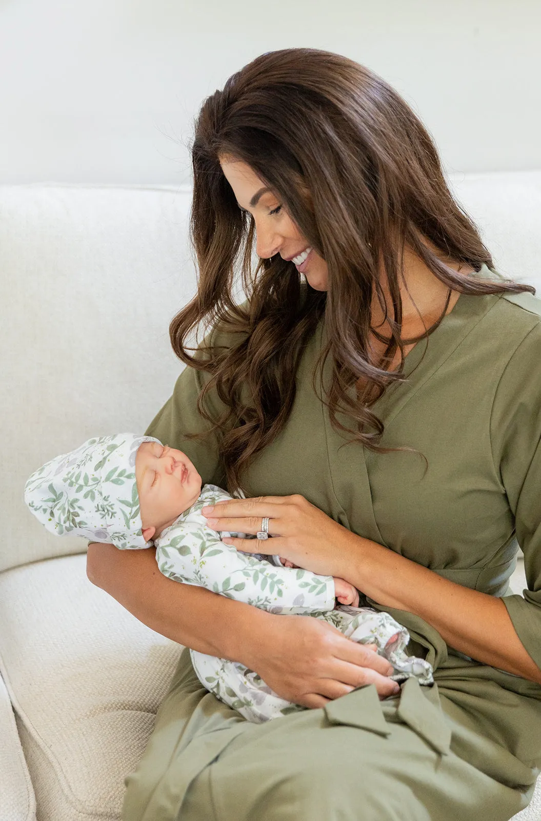 Olive Green Robe & Morgan Baby Receiving Gown Set