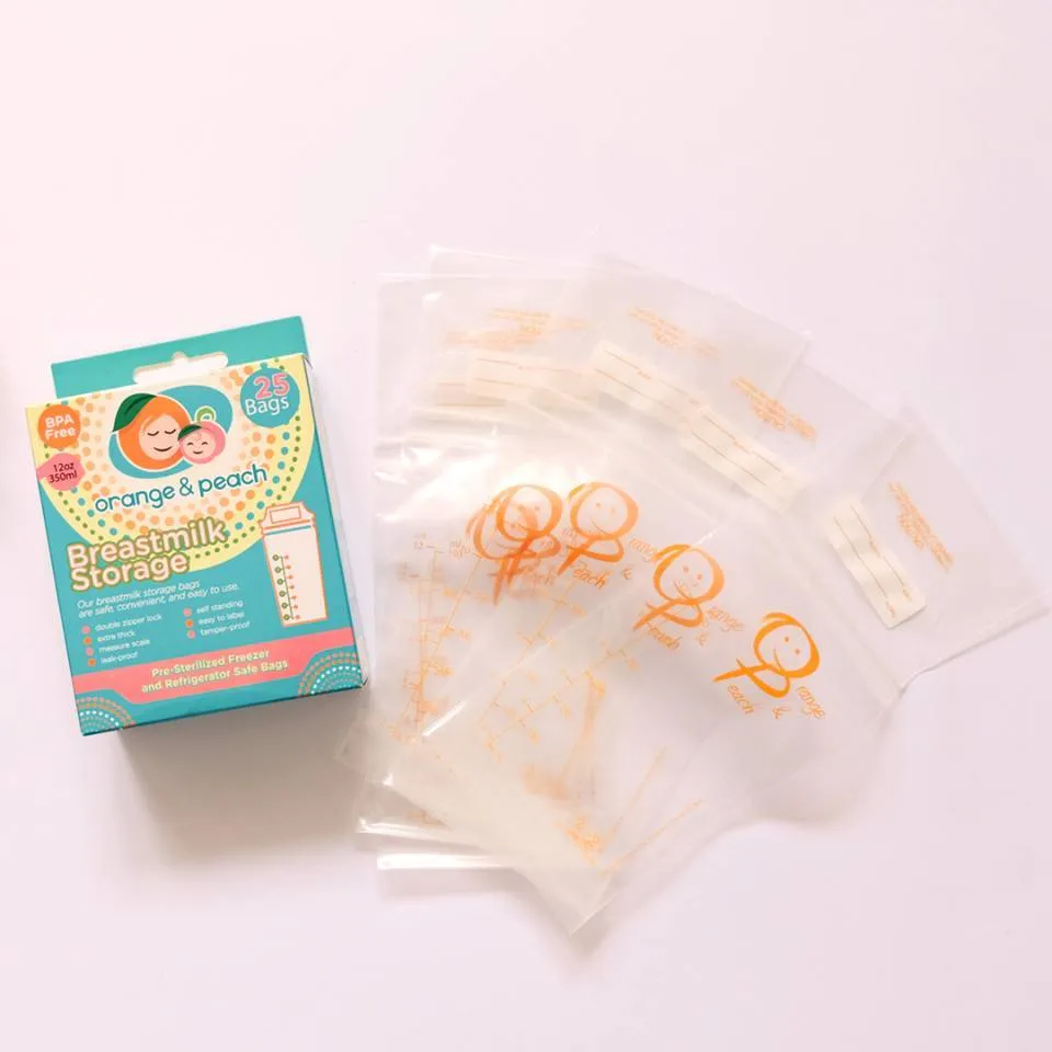 Orange & Peach Breastmilk Storage Bags 25's - 12 oz