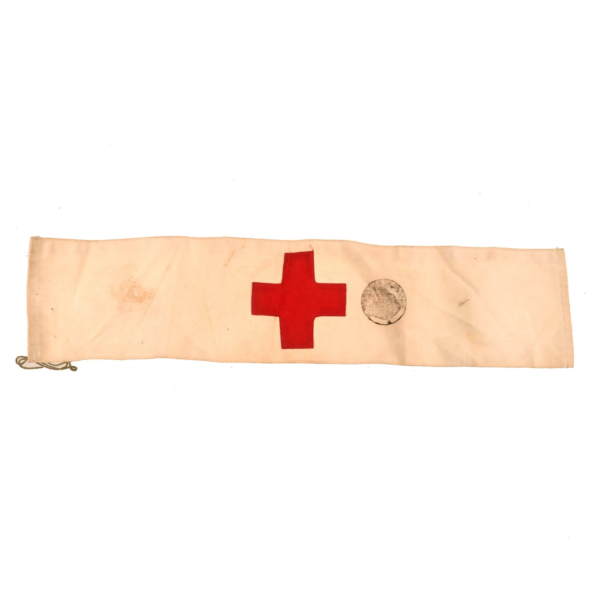 Original British WWII Pattern 1937 Medic Shell Dressing Shoulder Bag with 7 Field Dressings and Red Cross Armband - dated 1942