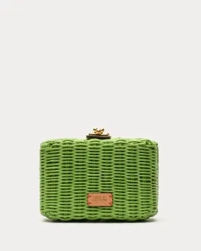 Paige Wicker Box Clutch Lime Green