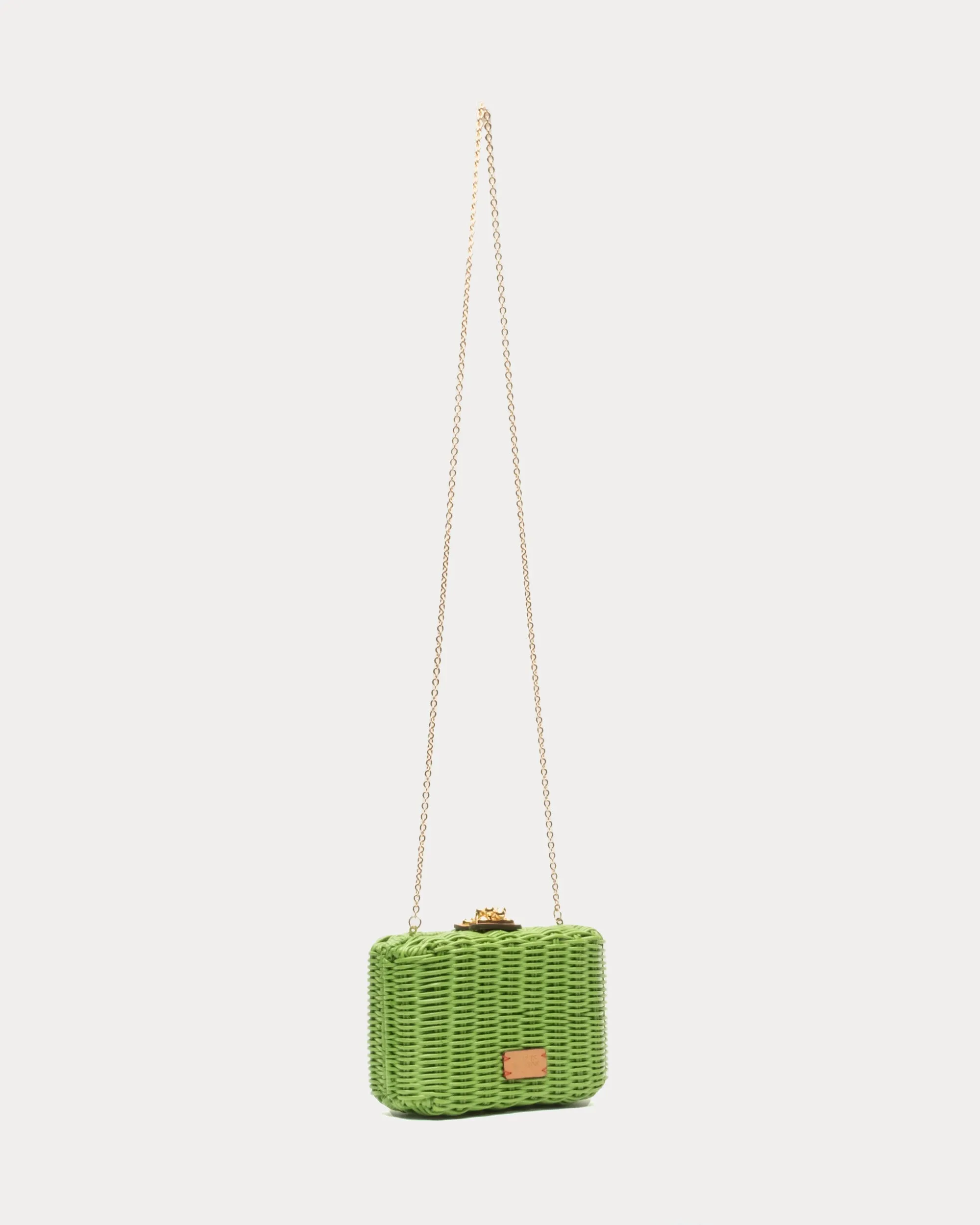 Paige Wicker Box Clutch Lime Green