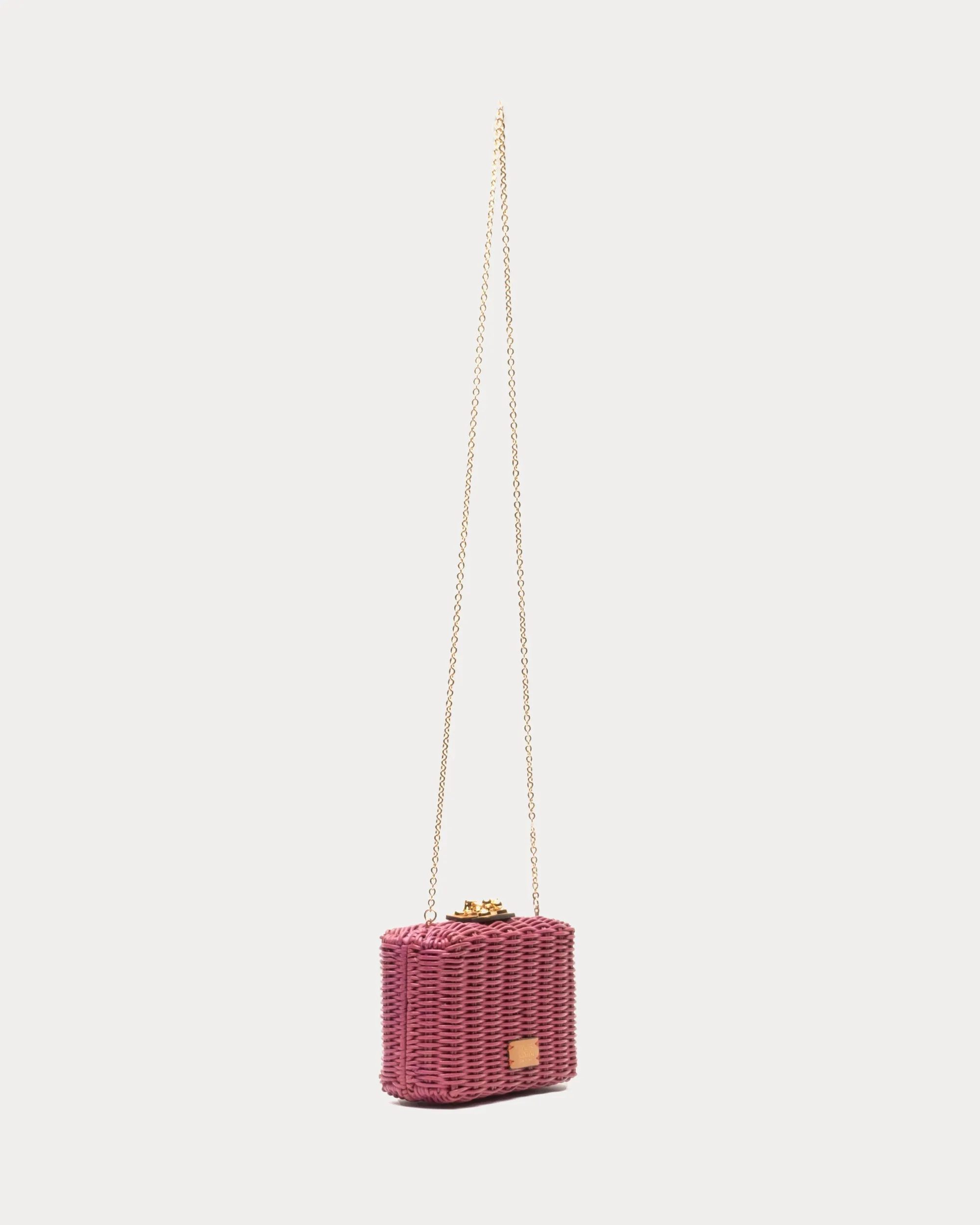 Paige Wicker Box Clutch Pink