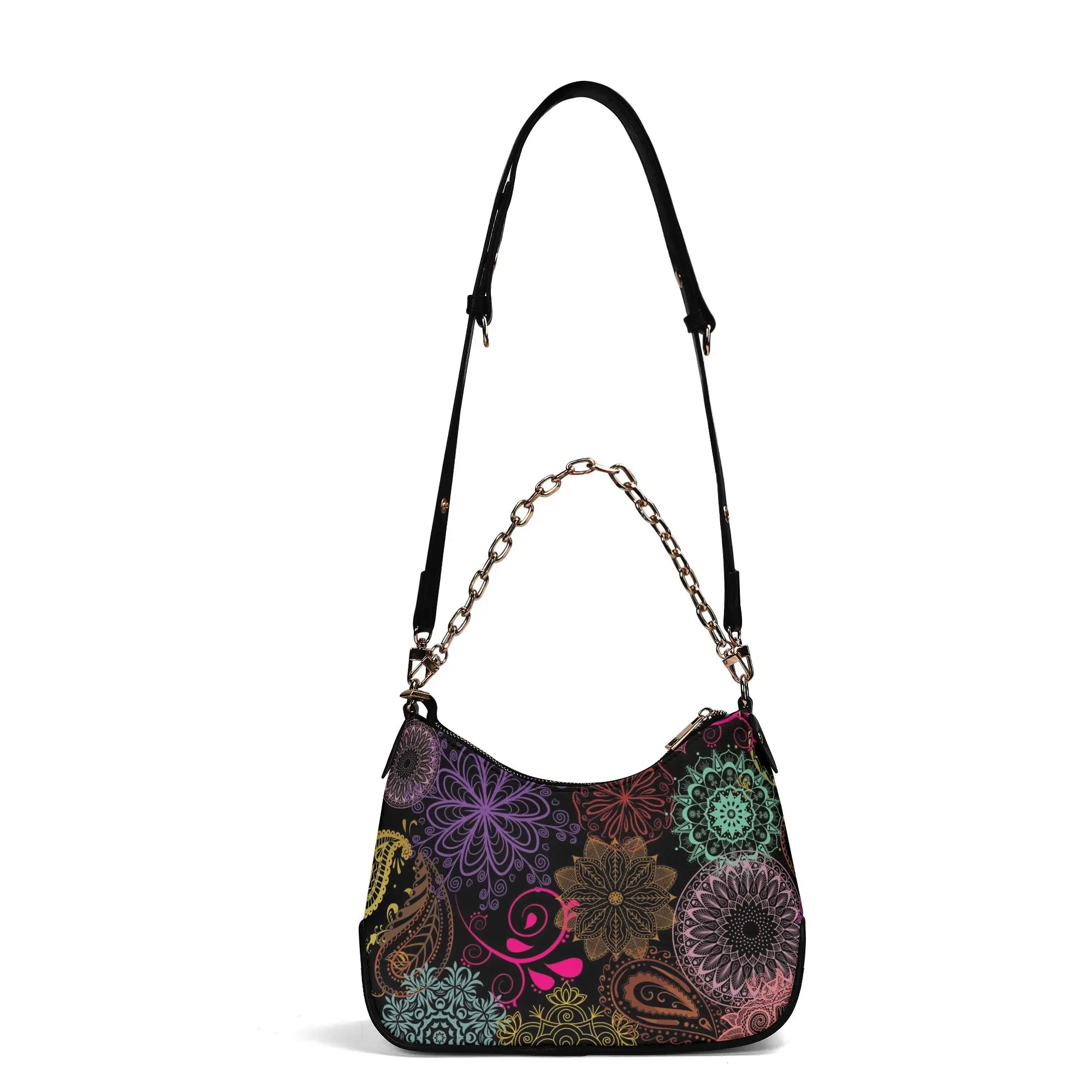 Paisley Mist Lady PU Cross-body Bag With Chain Decoration