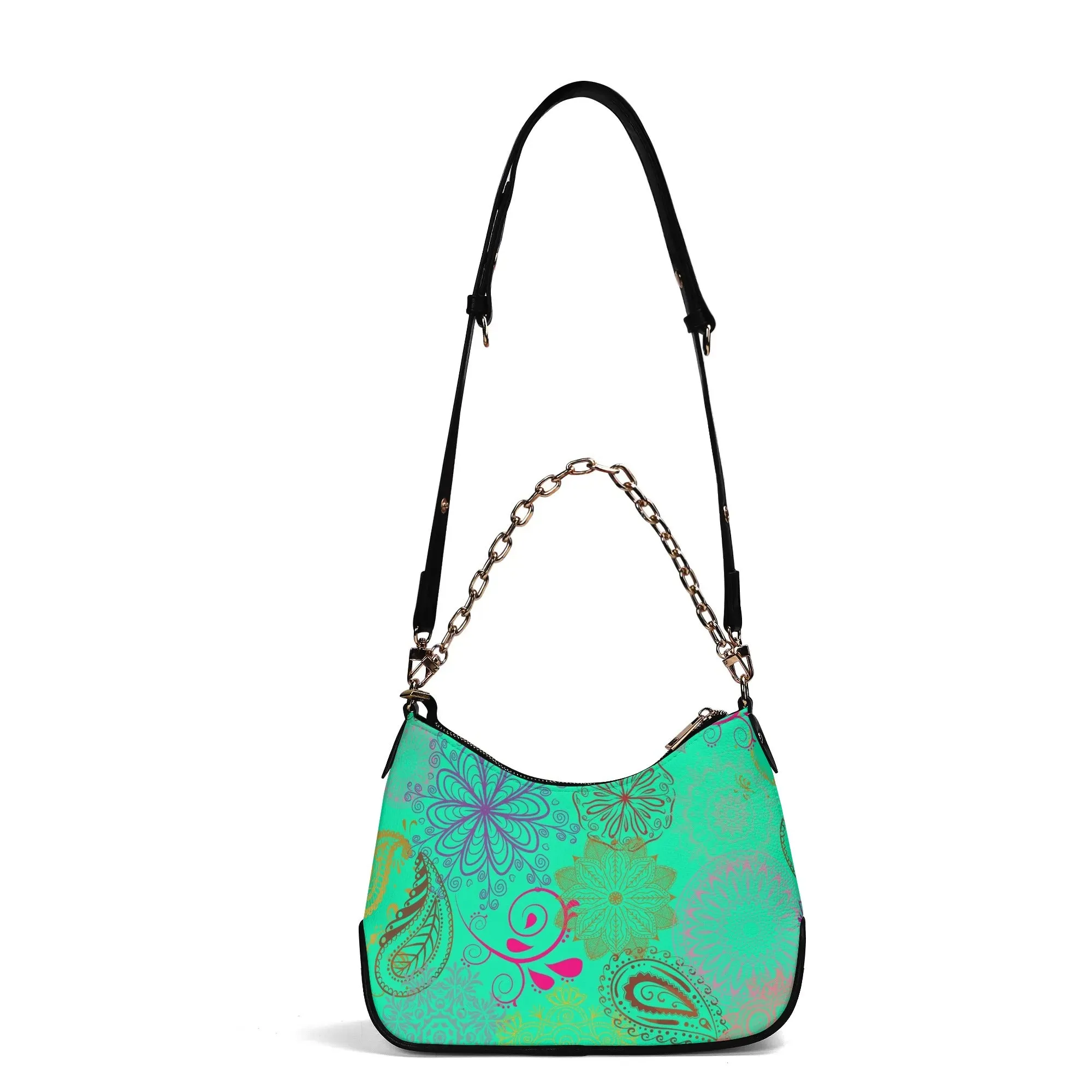 Paisley Mist Lady PU Cross-body Bag With Chain Decoration