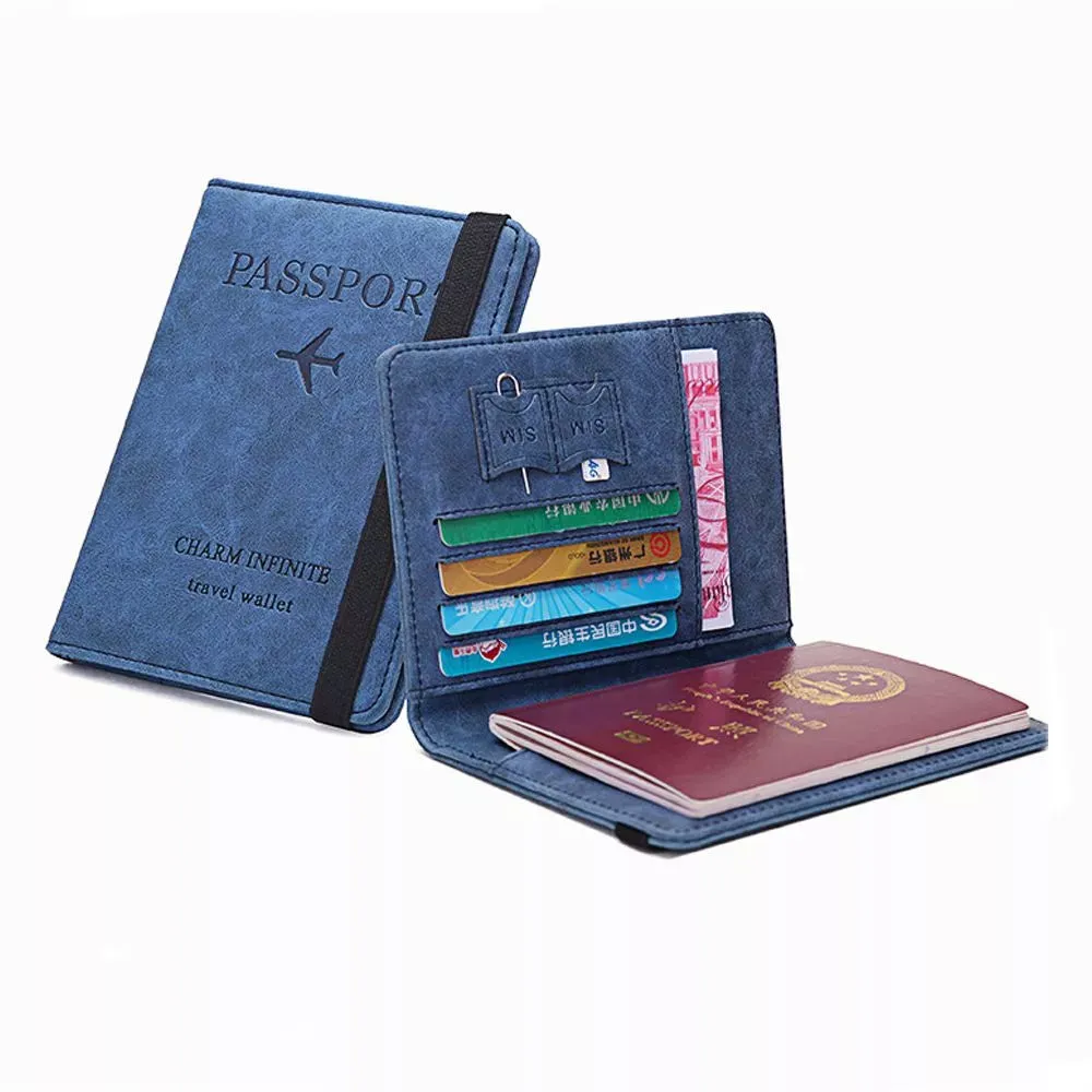 Passport Holder Cover, PU Leather RFID Travel Wallet Case Passport Cover Credit Cards, Boarding Passes