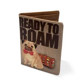 Passport Holder Leather Travel Wallet Organizer - Hipster Pug