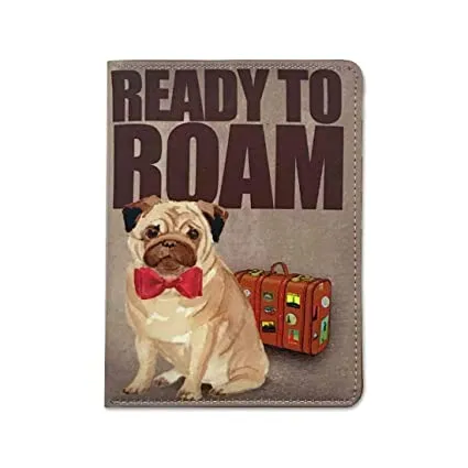 Passport Holder Leather Travel Wallet Organizer - Hipster Pug