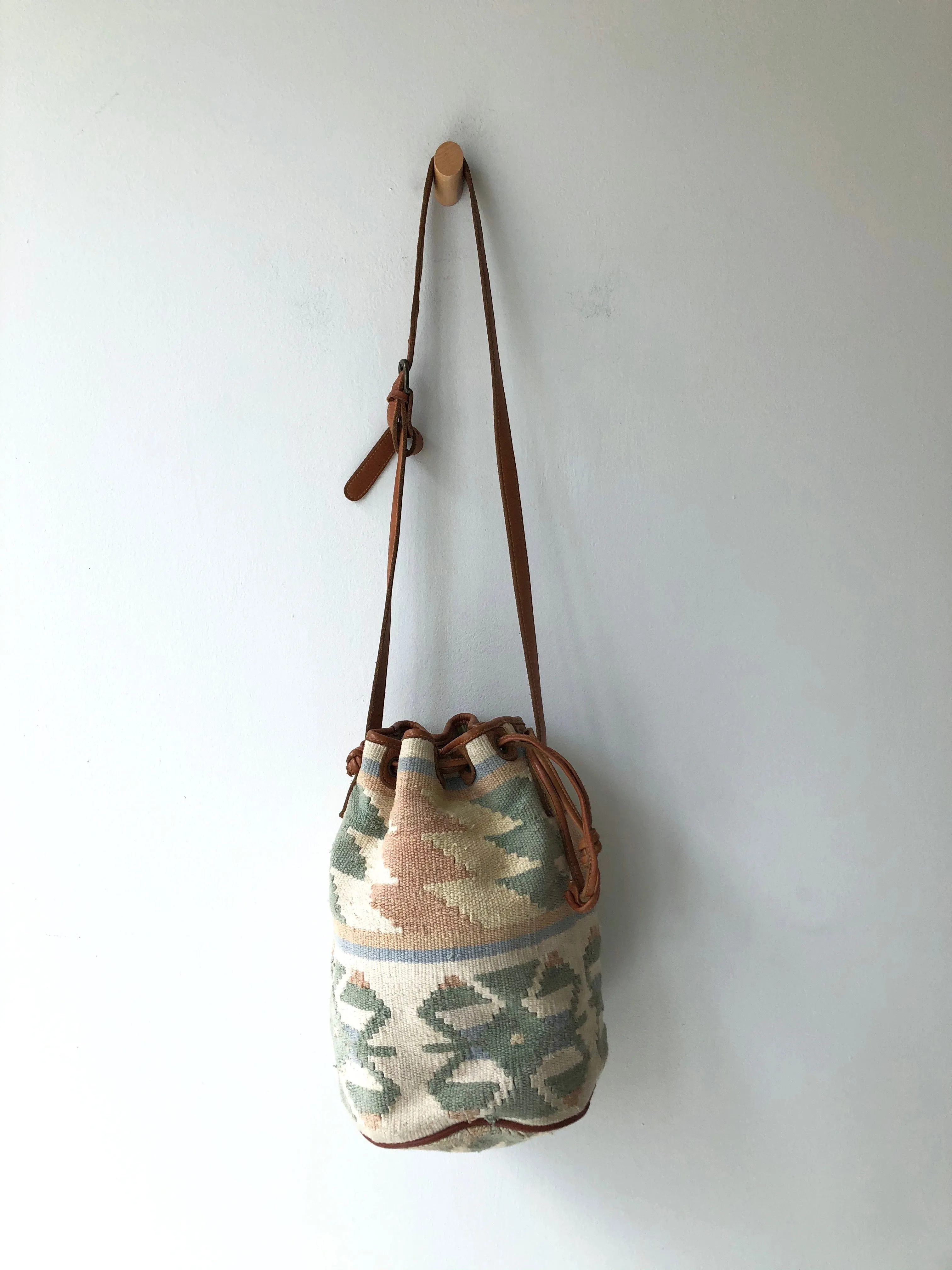 Pastel Kilim drawstring bag