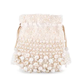 Pearl Bucket Ivory - Women's clutch bag for evening wear