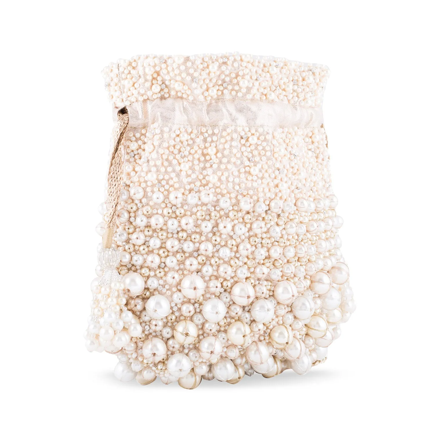 Pearl Bucket Ivory - Women's clutch bag for evening wear