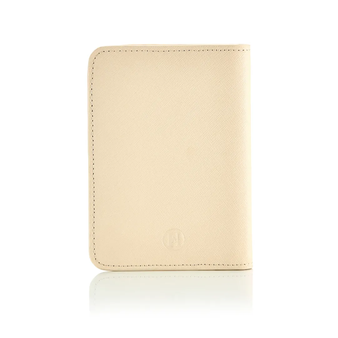 Personalised Leather Passport Cover - Cream Saffiano