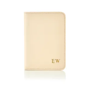 Personalised Leather Passport Cover - Cream Saffiano