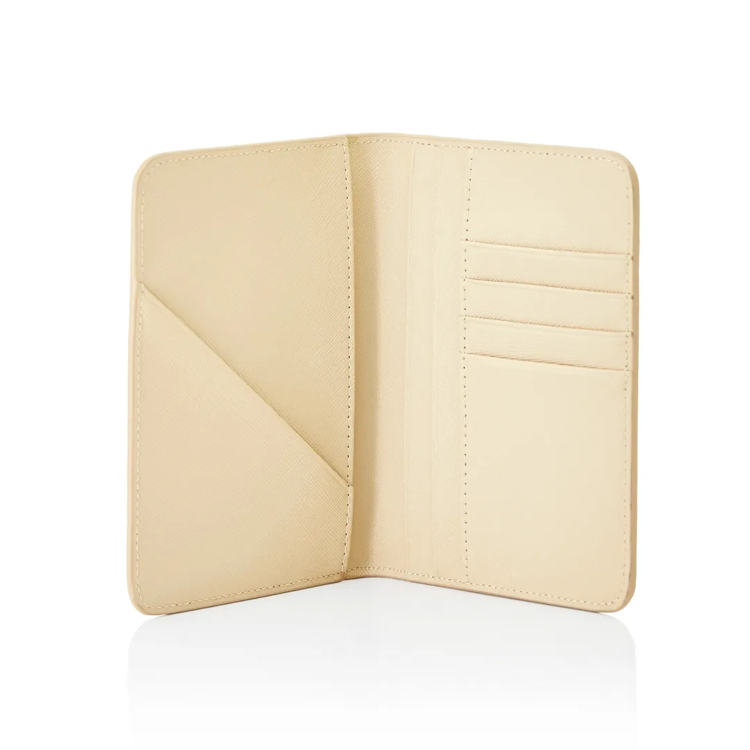 Personalised Leather Passport Cover - Cream Saffiano