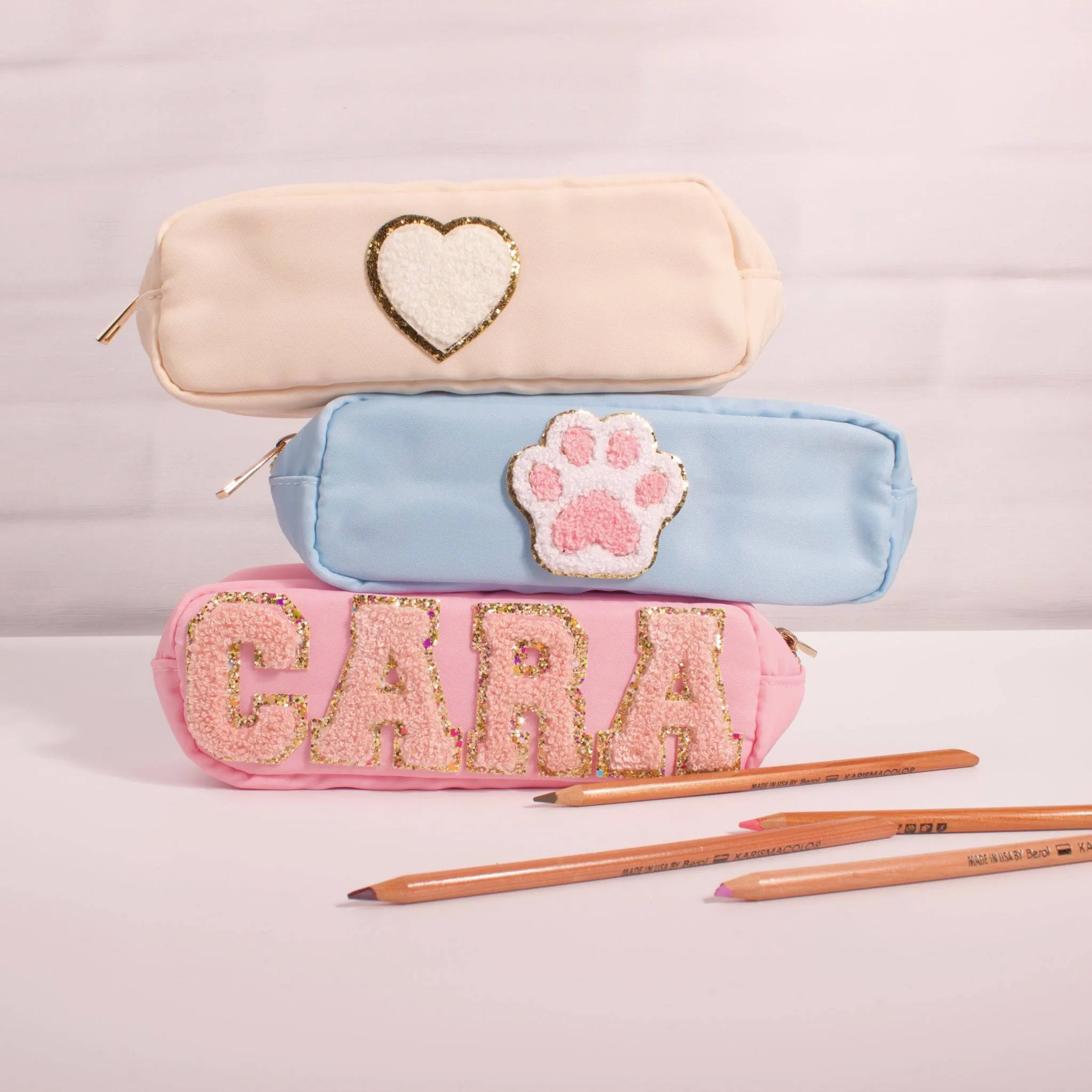 Personalised Pencil Case with Glitter or Pearl Letters