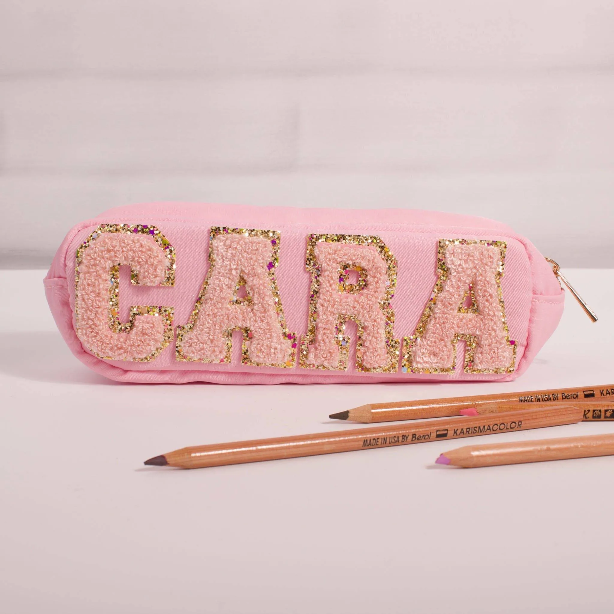 Personalised Pencil Case with Glitter or Pearl Letters