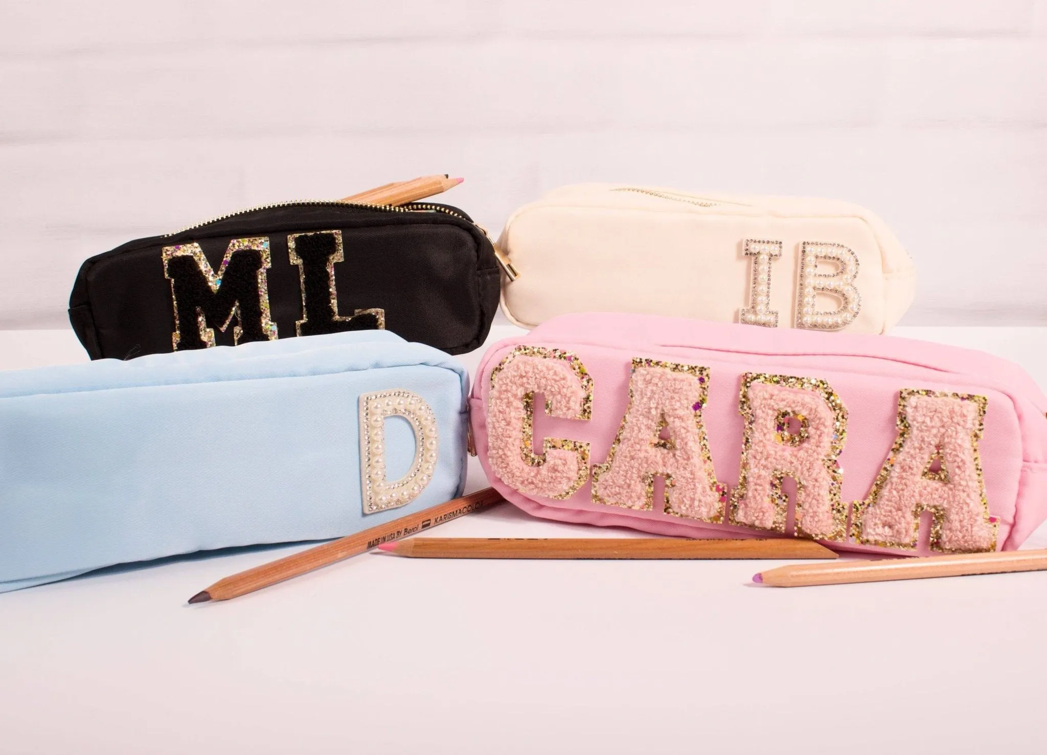 Personalised Pencil Case with Glitter or Pearl Letters